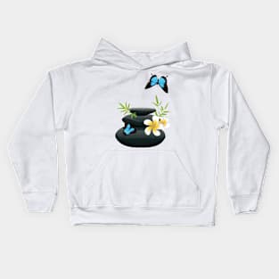 Black pebble with flower Kids Hoodie